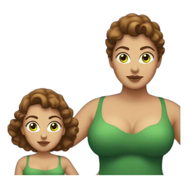 big woman with big brassiere,brown hair,green eyes sticker