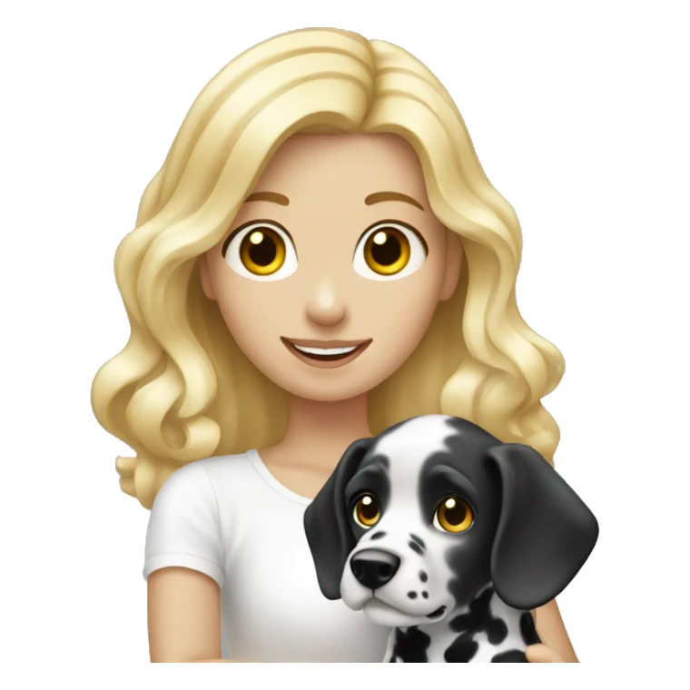 Blonde girl holding a Dalmatian  sticker