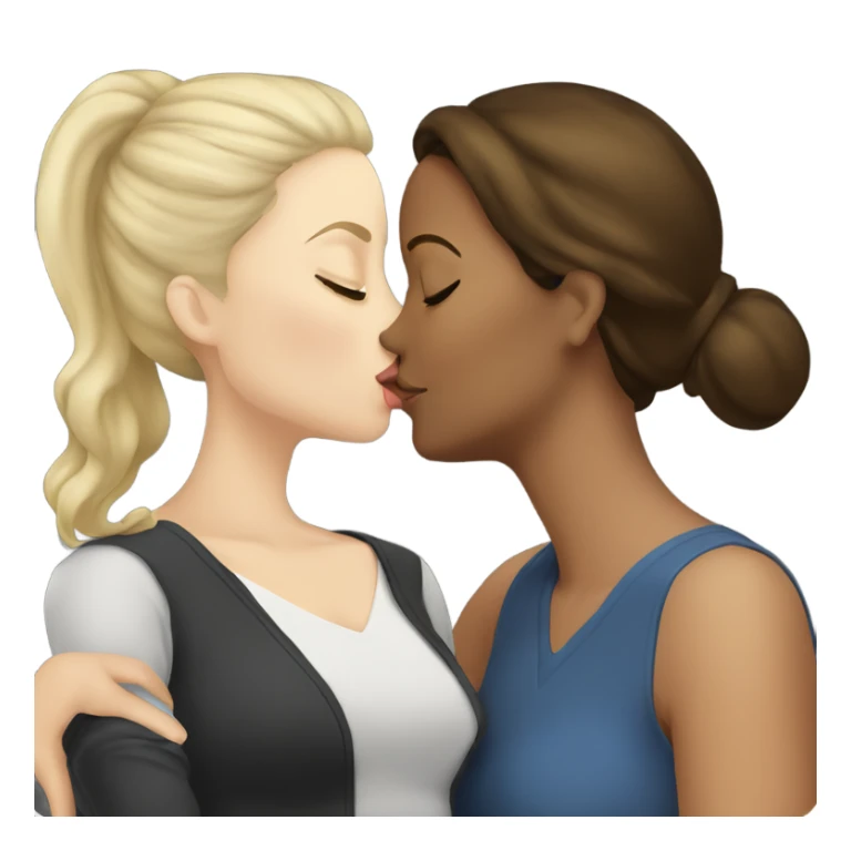 white woman kissing white brunette woman sticker
