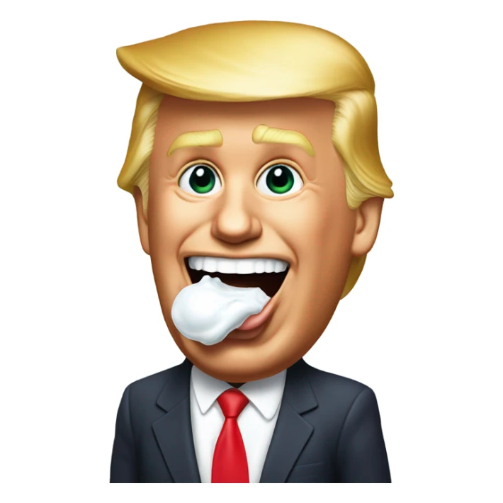 Donald trump with his tongue sticking out and milk all over his face sticker