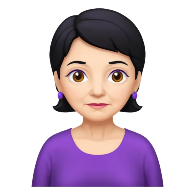 Bir baş örtülü mor kıyafetli siyah saçlı büyükanne sticker