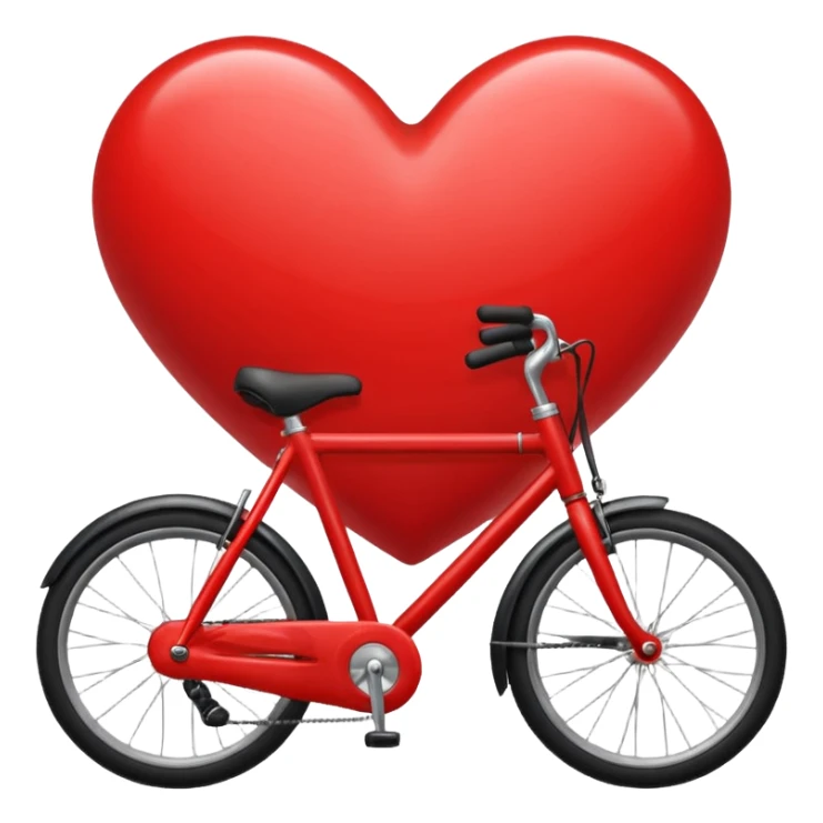 heart with a bicycle motif sticker