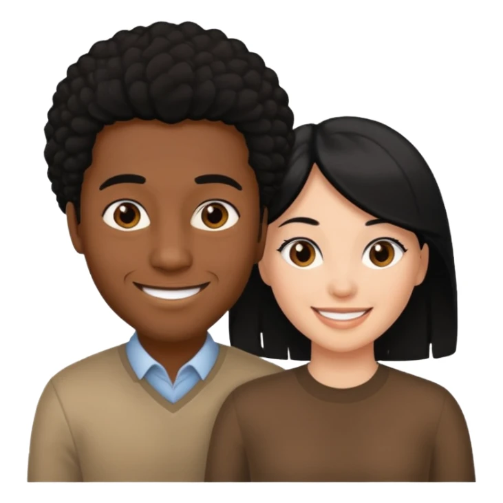 black man behind white woman with black hair sticker