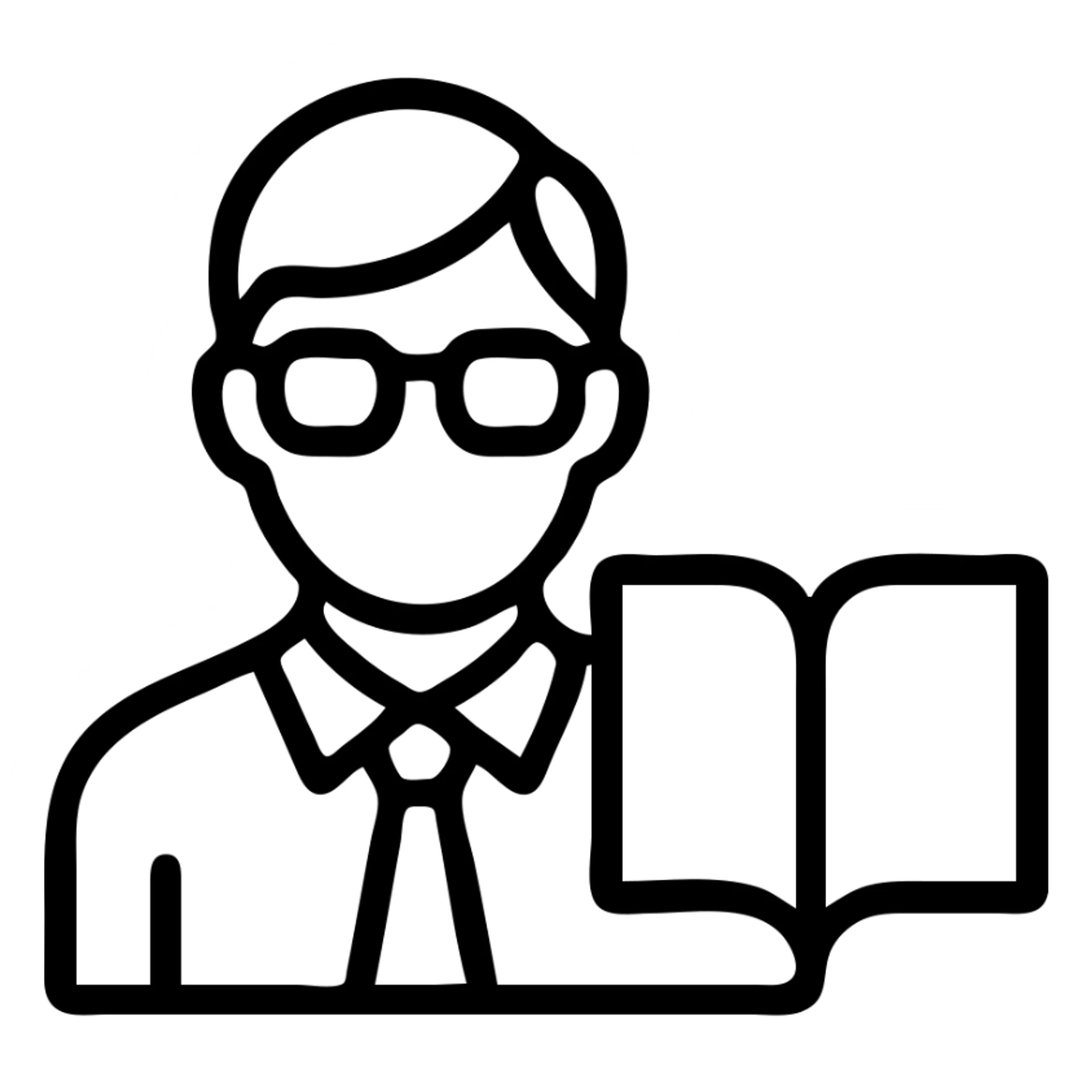 Icon school teacher and book sticker