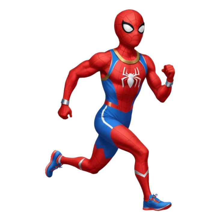 spiderman picking running a marathon with gold medal sticker
