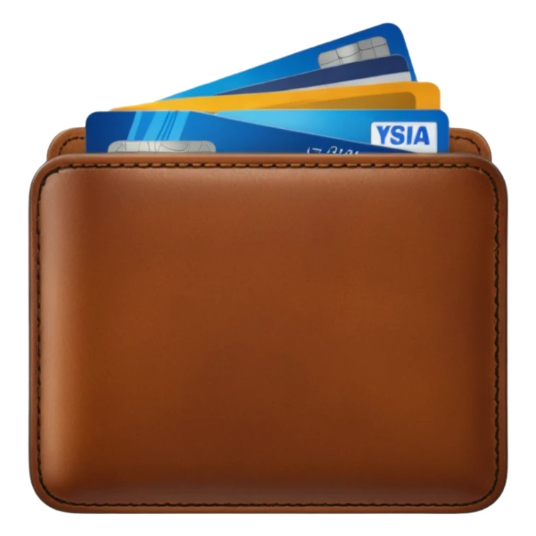 portefeuille marron avec quelques billets et carte bancaire sticker