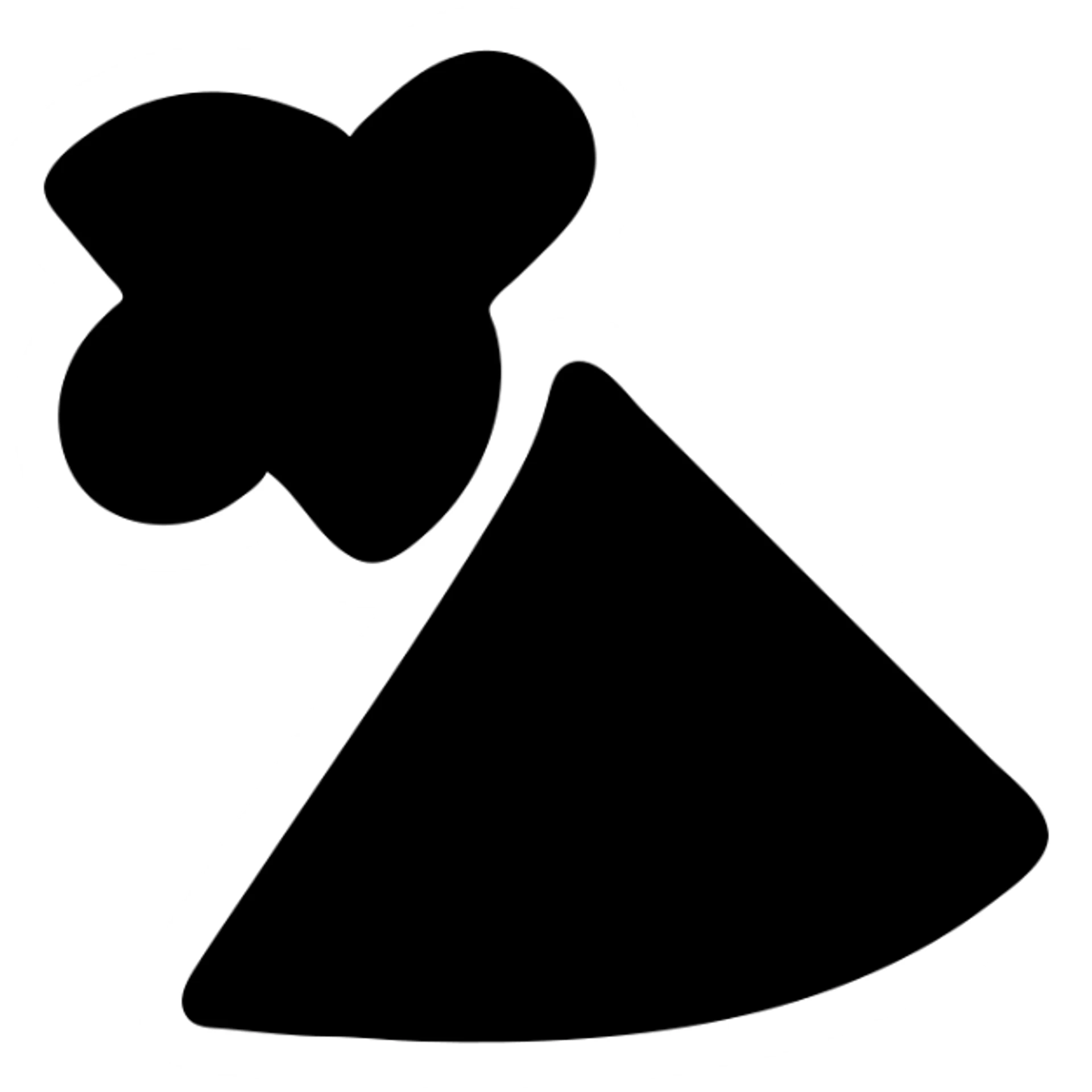 Minimalist vector logo, solid black silhouette of a small circular lamp head tilted 45° left, attached directly to a wide triangular light cone that widens toward the lower right, no handle details, no interior lines, no cut-outs, single color on a white 1:1 canvas, flat icon style, ultra-crisp edges, no gradients, no shadows, no text sticker