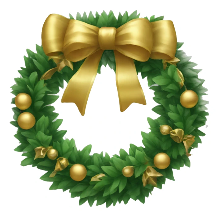 Green wreath with gold ornaments and bow   sticker