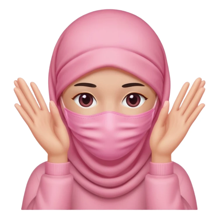 Pink face covering eyes with hands  sticker