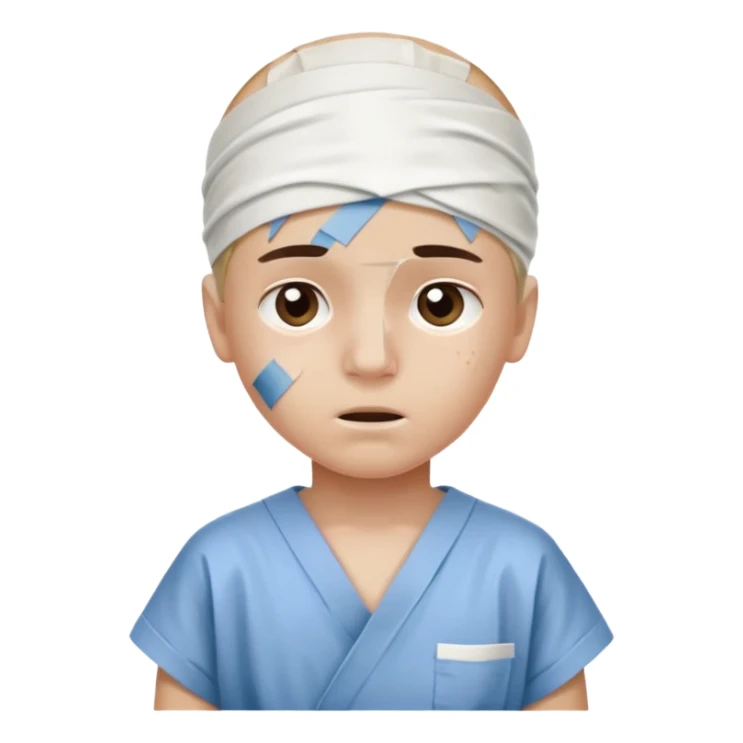 Injured Boy – Bandage on head, hospital gown. sticker