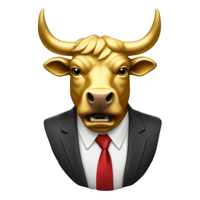 golden raging wall street bull portrait sticker