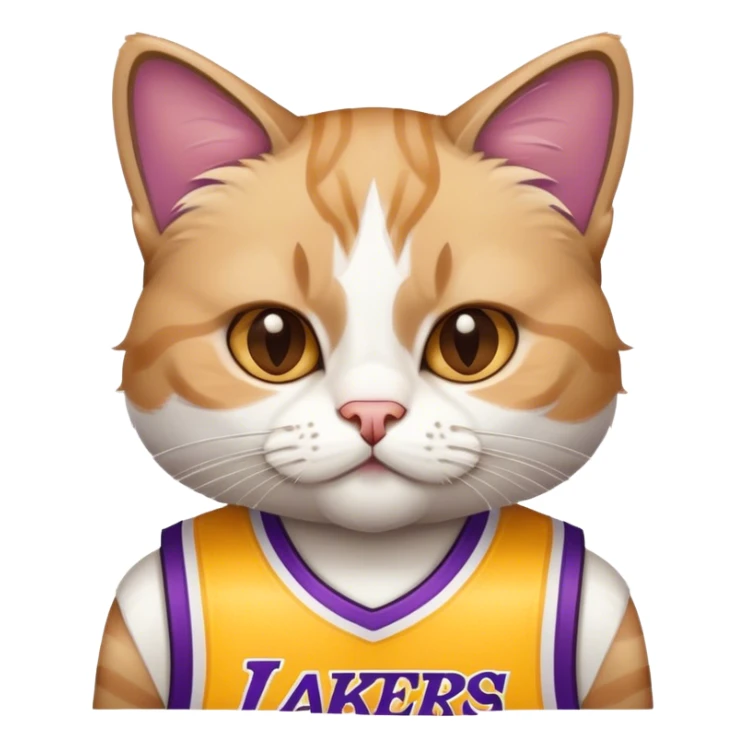 white brown Cat wearing a lakers lebron james jersey  sticker