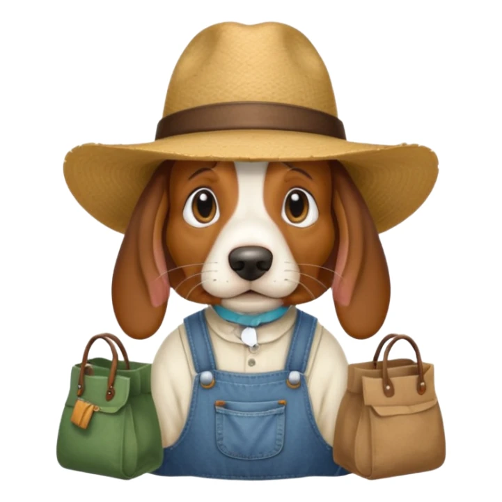 toothless hillbilly basset hound wearing a stetson and dungarees and has bagfs under the eys sticker