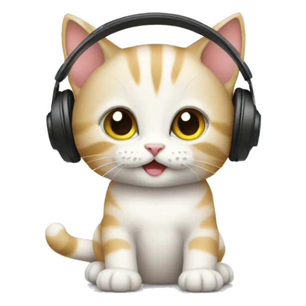 Kitten listening to music sticker