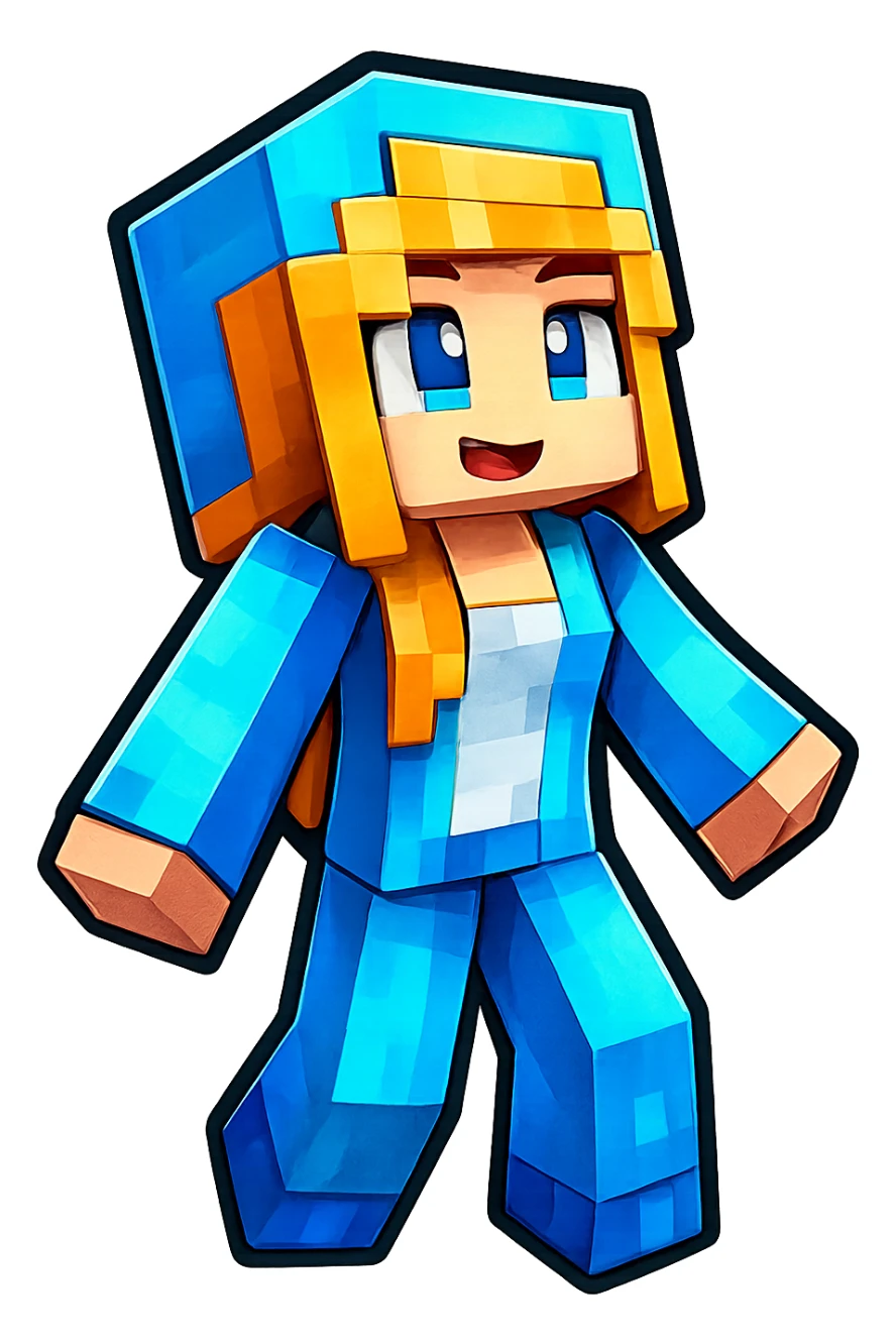 Extract the blue character on the left from the image as a separate image with a transparent background, preserving all details and colors of the character. sticker