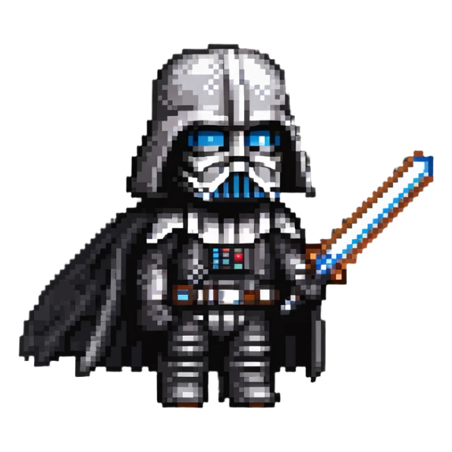 Oreo cookie wearing Darth Vader costume with helmet and lightsaber sticker