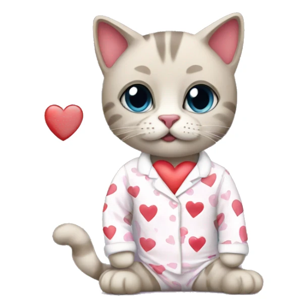Cats with heart pajamas  sticker