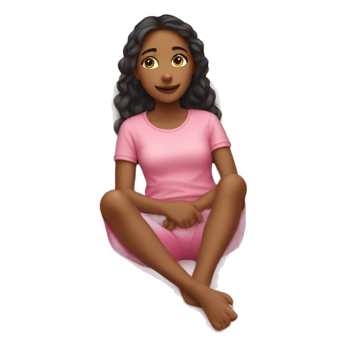Girl relaxing on her bed, pink clothes, cute simple bed sticker