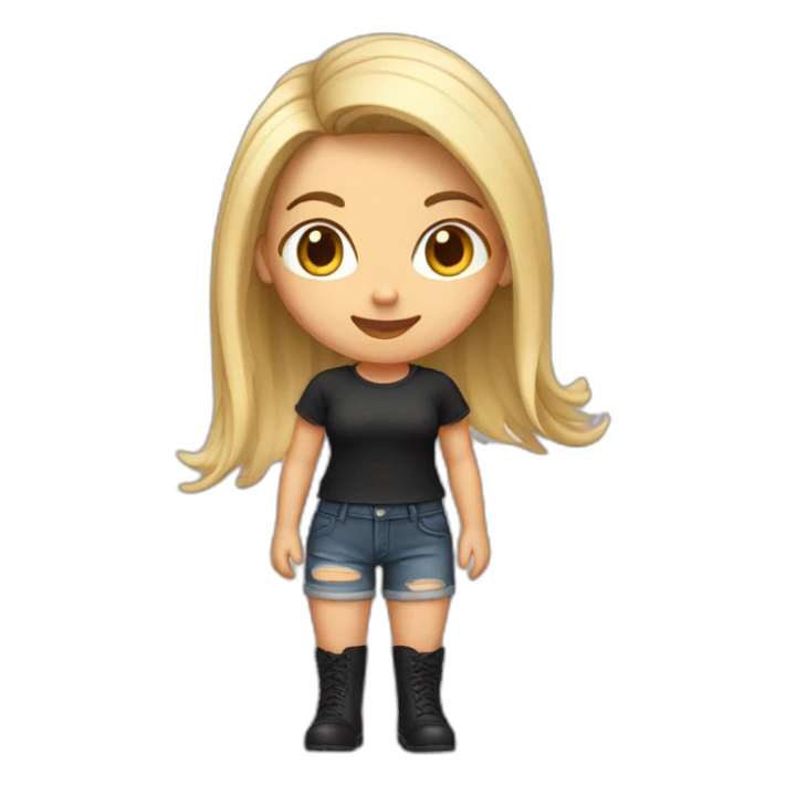 Girl with shorts and boots with black shirt hair sticker