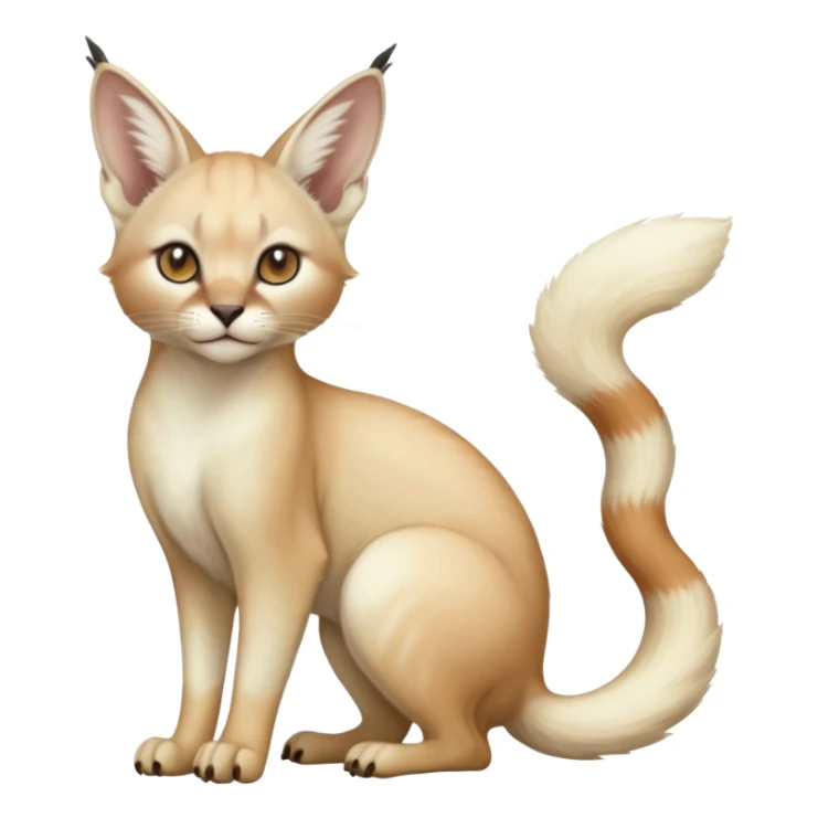 Plain albino soft smooth silky pale light pastel white glorious divine exotic cute cool realistic beautiful fantasy-caracal-genet-chinchilla-vernid-Cacomistle-Trico-oncilla-animal-Fakémon-hybrid-fursona (full body) sticker