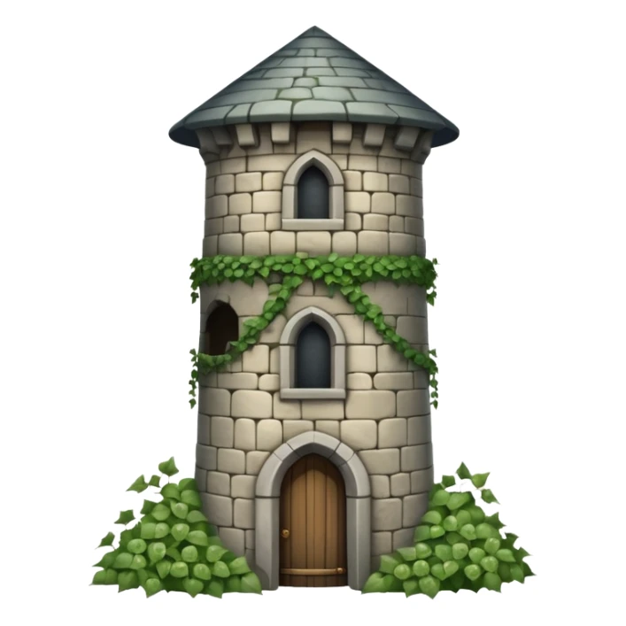 A medieval tall round tower covered in ivy vines. sticker