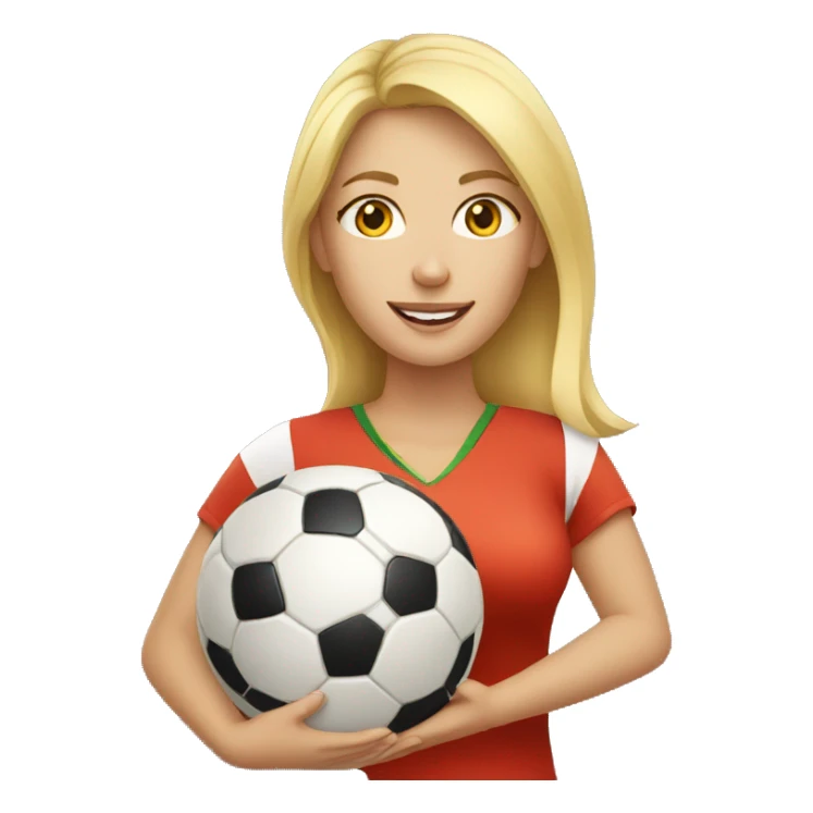 blond woman holding a soccer ball in her hand sticker
