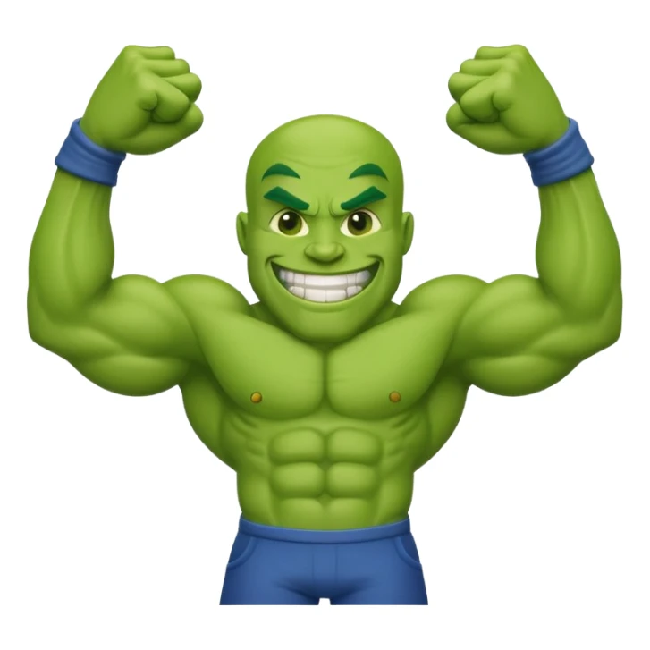 the word GOON with every letter appearing as if made from flexing, cartoonish muscles like the green character's arms and legs, bold and fun sticker