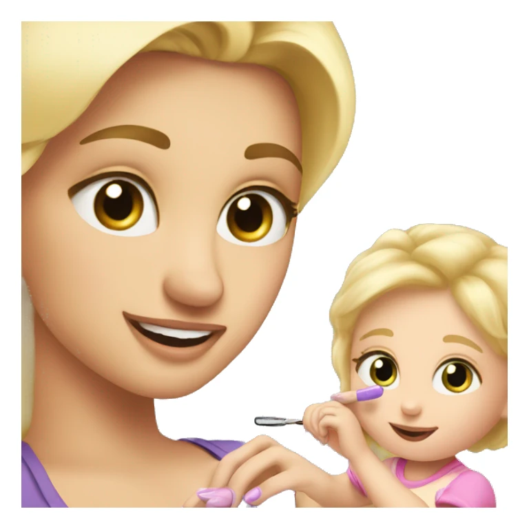 blonde babydaughter gives blonde dad a manicure sticker