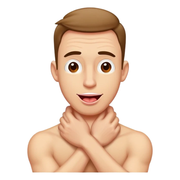 Man placing his has crossed on his next with his tongue out sticker