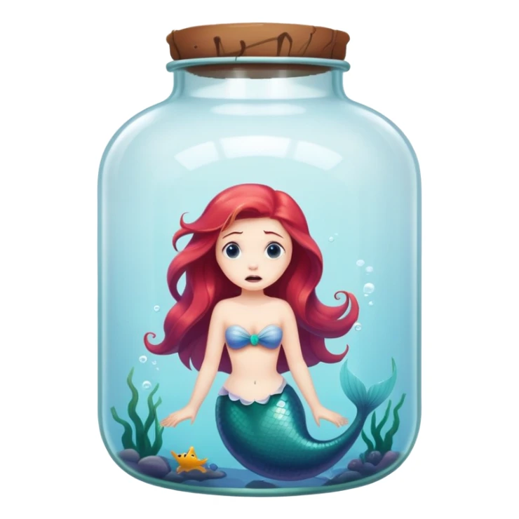 little mermaid in bottle, trapped in fear sticker