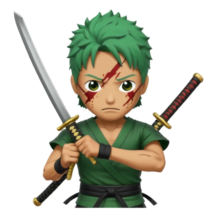 zoro in a battle field with 3 styles sword sticker