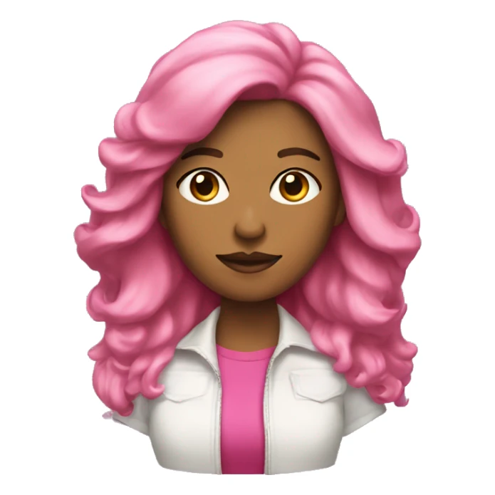 Una mujer de pelo moreno con mechas y una ropa rosa sticker
