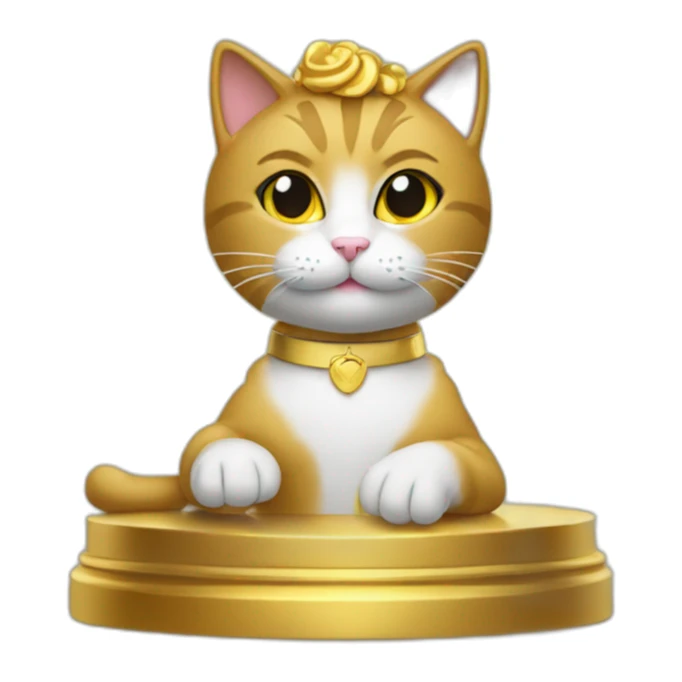 cat secretary sitting on top of the gold cloud sticker