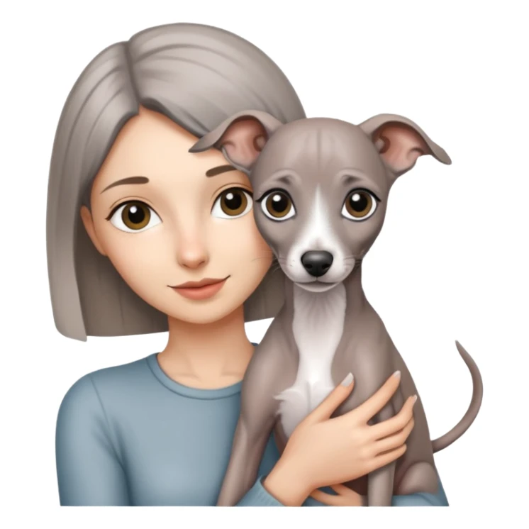 girl holding all grey Italian greyhound sticker