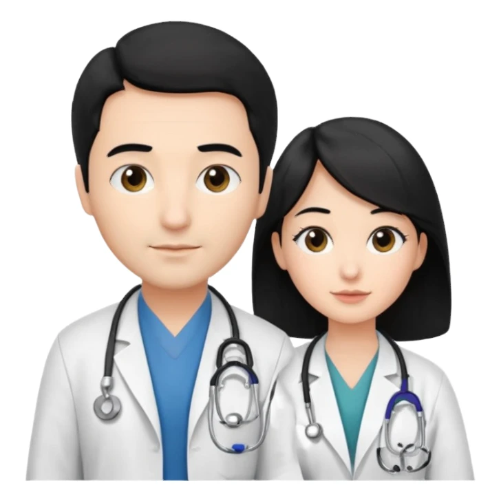 doctor black hair attending to a patient sticker