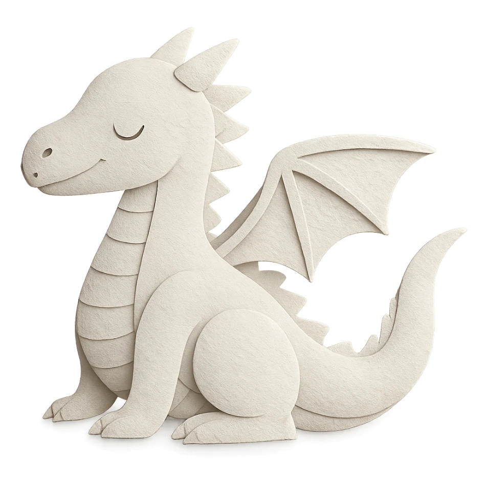 dragon paper sculpture with more details, white dragon sticker