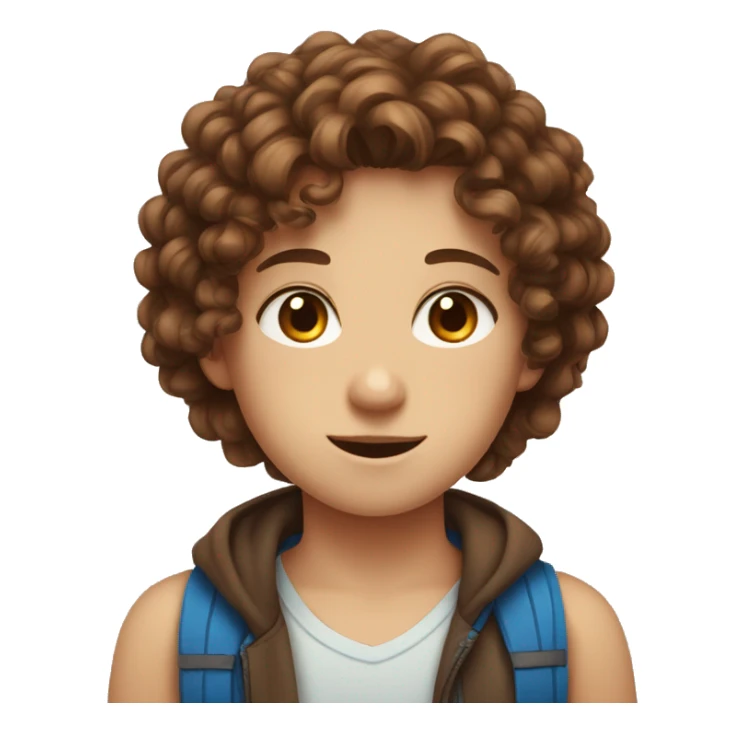 girl with curly brown hair and blue eyes next to a boy with brown hair with brown eyes sticker