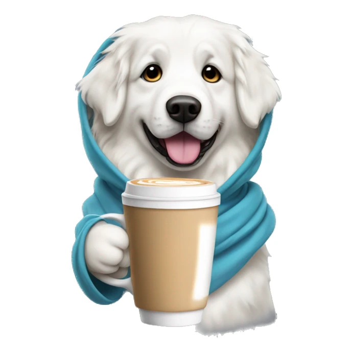 Great Pyrenees in a Hoodie holding a latte  sticker