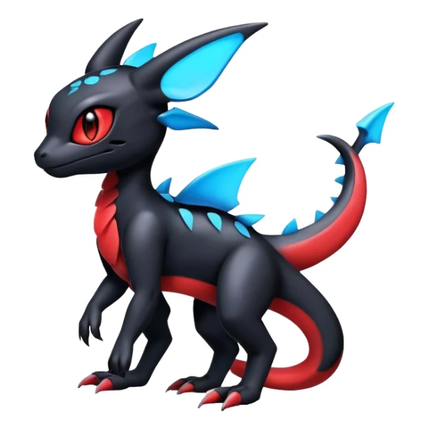 Cute Shiny Guilmon-Salandit-Umbreon-Fakémon-hybrid-creature (full body)  sticker