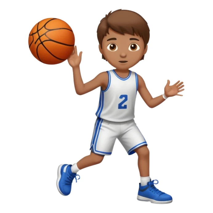 Brown hair boy playing basketball sticker