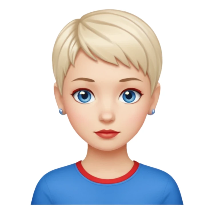 white girl pixie cut red and blue shirt sticker