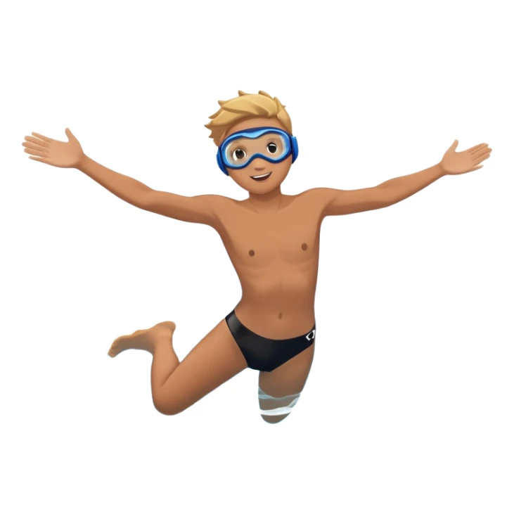 A young person leaps boldly into a sparkling pool named “Confidence,” arms wide, surrounded by skilled divers mid-air. Though less experienced, their fearless energy shines, symbolizing the courage to grow alongside greatness. sticker