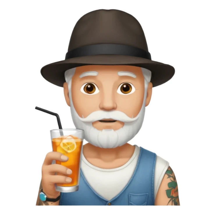  tatoo guy Drink holders with hat white hair white bearded  sticker