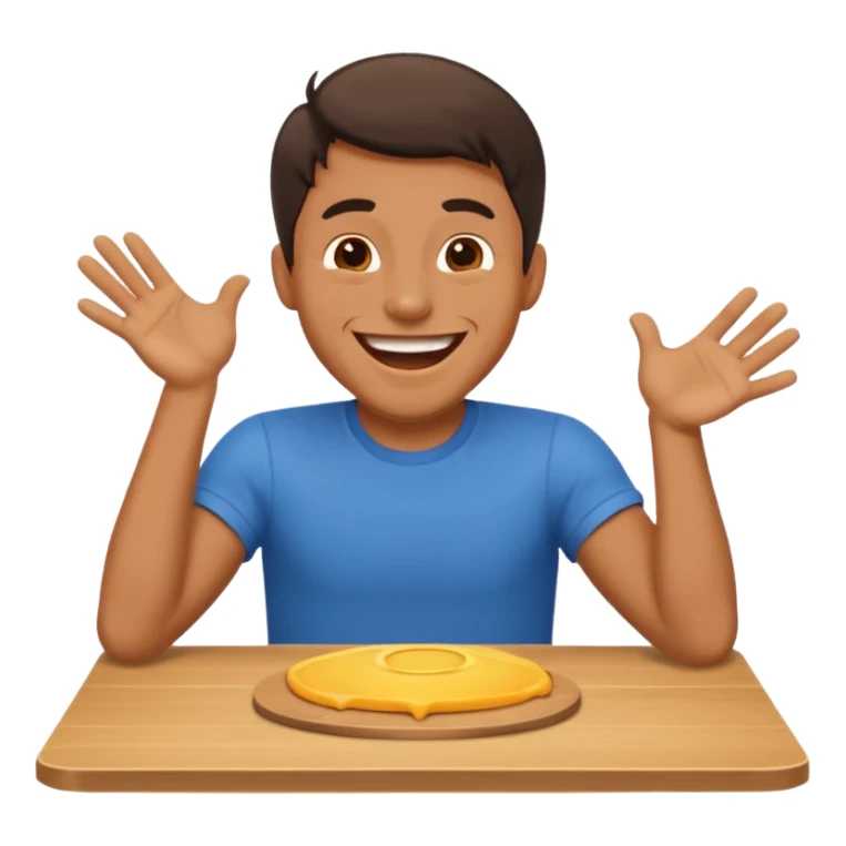 A man is laughing and banging with both hands on the table in front of him sticker