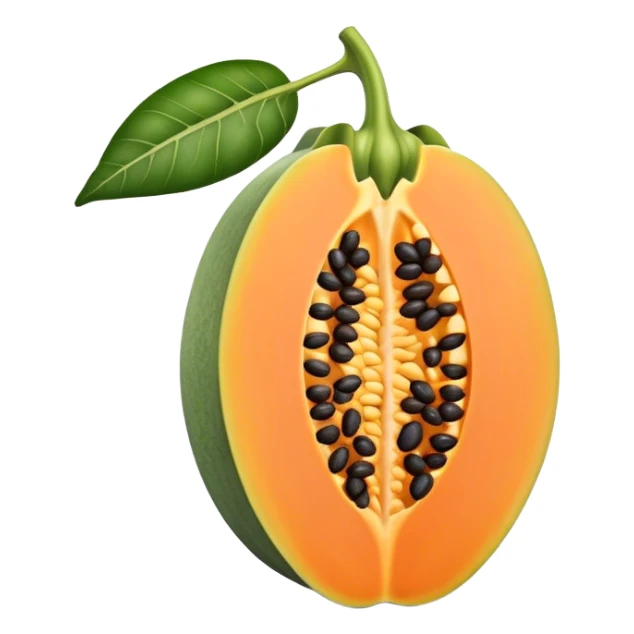A simple 3D color illustration of a single papaya fruit with realistic shading and texture, on a pure white background.

 sticker