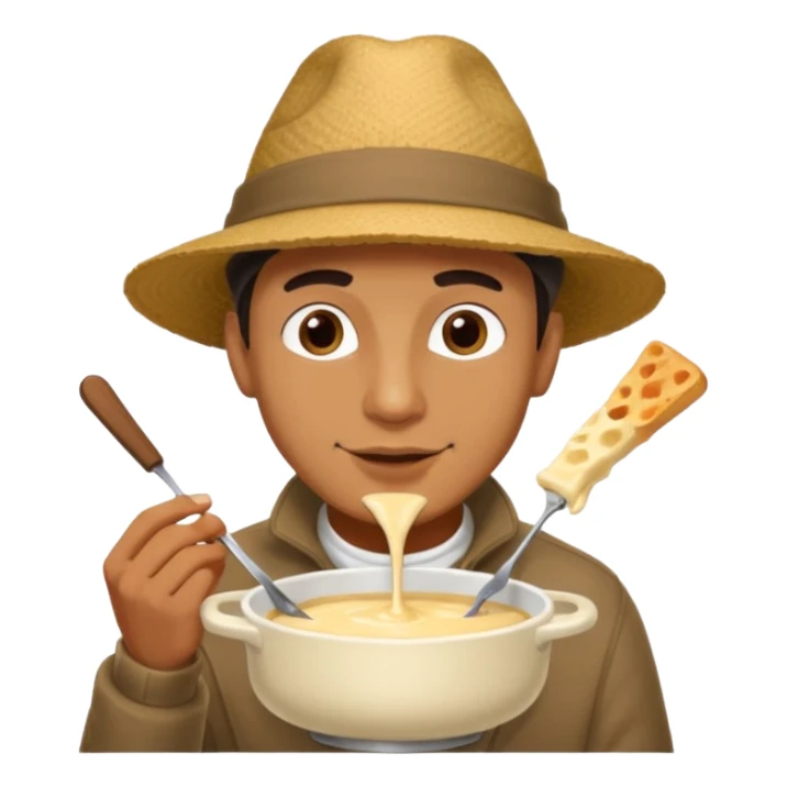 man eating fondue sticker