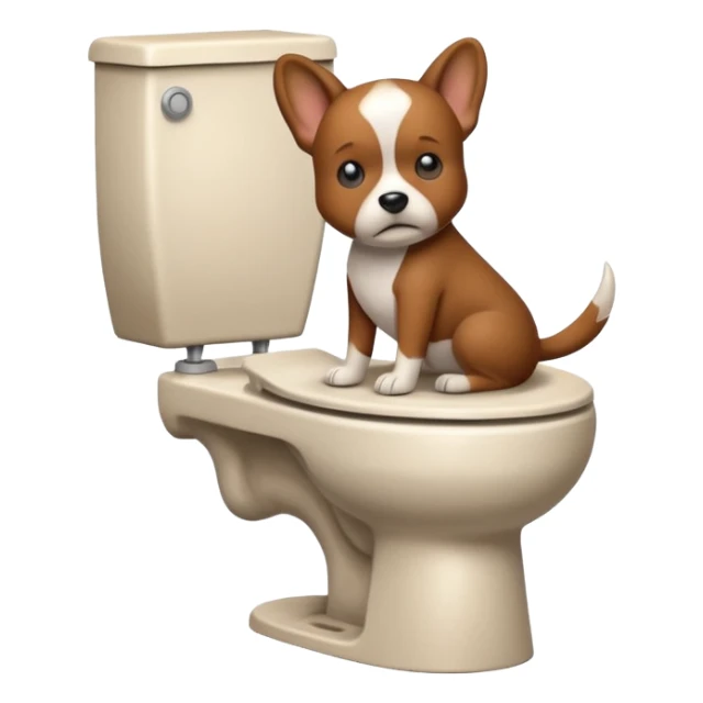 Dog pooping in toilet sticker