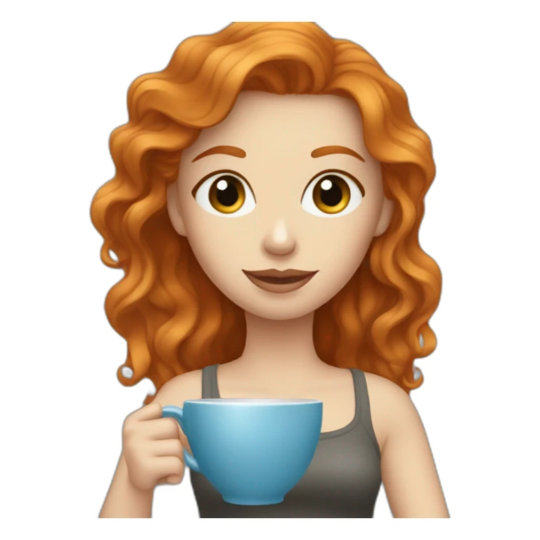Ginger hair and grey blue eyes woman drinking coffee  sticker