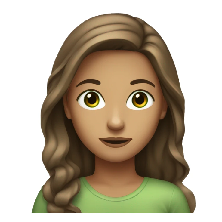tan young woman green eyes long brown hair sticker