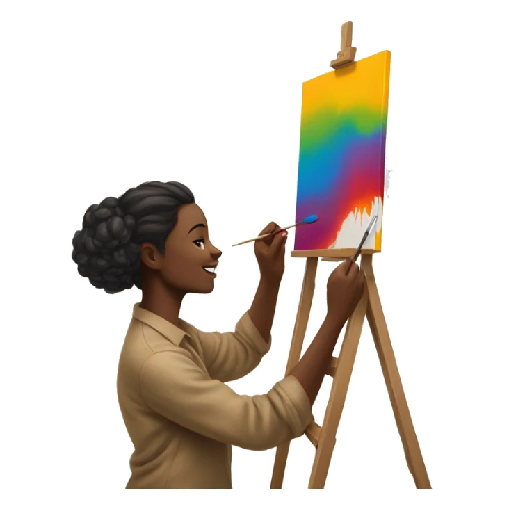 artist painting something colorful on the canvas sticker